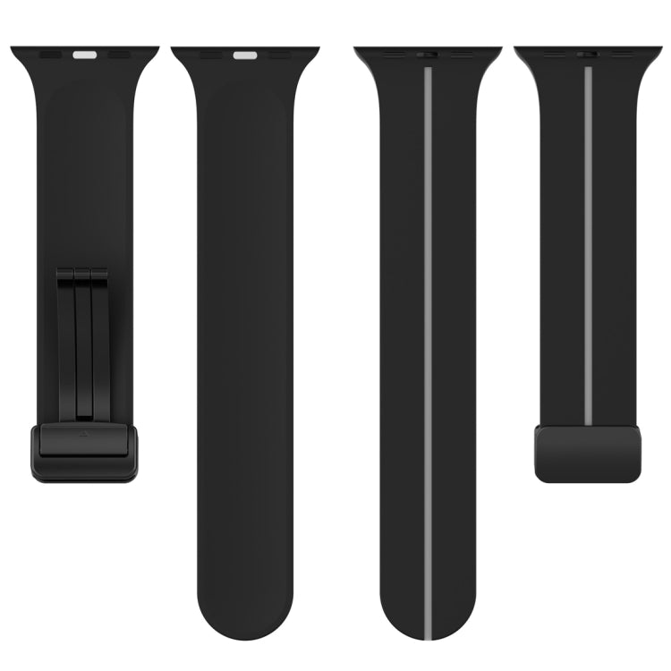 Two Color Folding Buckle Silicone Watch Band For Apple Watch 7 45mm(Black+Grey) -  by PMC TechLife | Online Shopping South Africa | PMC TechLife