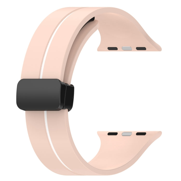 Two Color Folding Buckle Silicone Watch Band For Apple Watch SE 2022 44mm(Pink+White) -  by PMC Jewellery | Online Shopping South Africa | PMC Jewellery