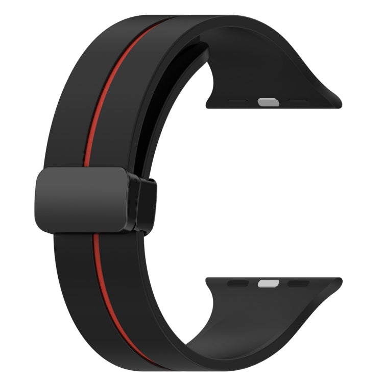Two Color Folding Buckle Silicone Watch Band For Apple Watch SE 40mm(Black+Red) -  by PMC TechLife | Online Shopping South Africa | PMC TechLife
