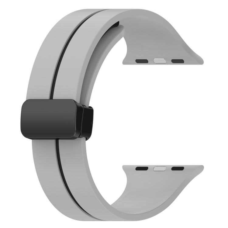 Two Color Folding Buckle Silicone Watch Band For Apple Watch SE 40mm(Light Grey+Black) -  by PMC TechLife | Online Shopping South Africa | PMC TechLife