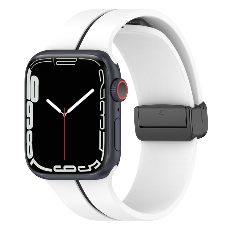 Two Color Folding Buckle Silicone Watch Band For Apple Watch 6 40mm(White+Black) -  by PMC Jewellery | Online Shopping South Africa | PMC Jewellery