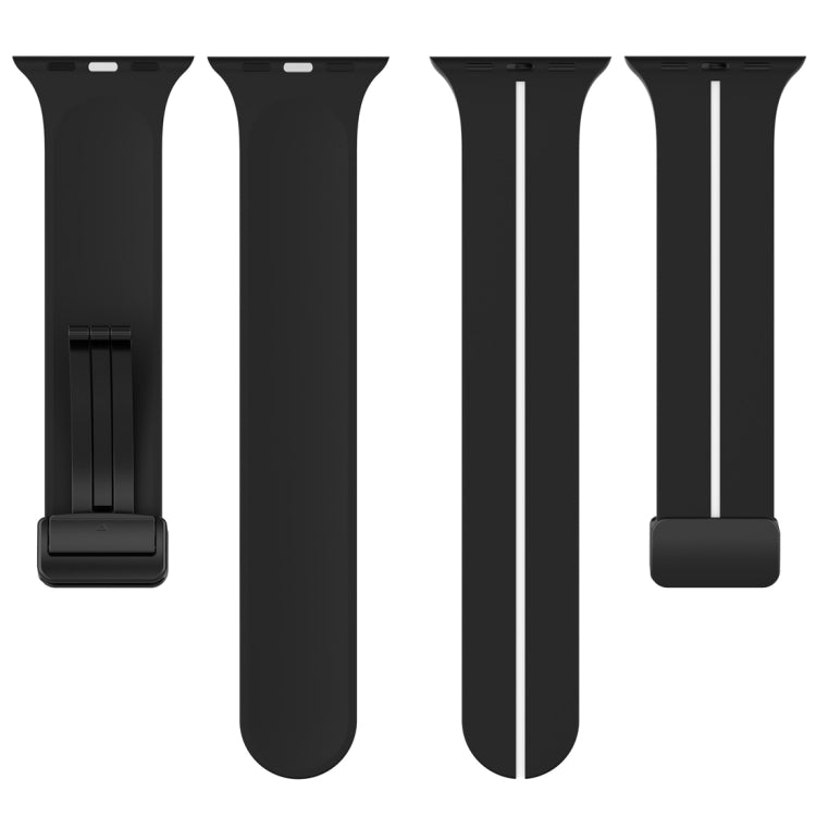 Two Color Folding Buckle Silicone Watch Band For Apple Watch 6 40mm(Black+White) - Watch Bands by PMC TechLife | Online Shopping South Africa | PMC TechLife