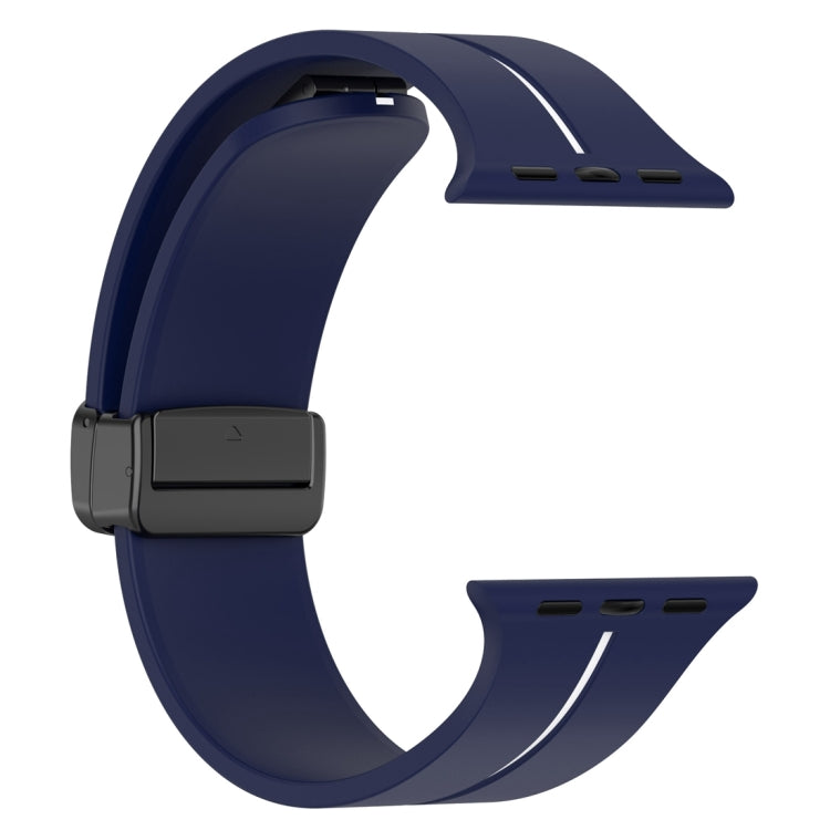 Two Color Folding Buckle Silicone Watch Band For Apple Watch 6 44mm(Midnight Blue+White) -  by PMC TechLife | Online Shopping South Africa | PMC TechLife