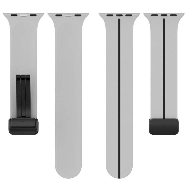 Two Color Folding Buckle Silicone Watch Band For Apple Watch 5 40mm(Light Grey+Black) -  by PMC TechLife | Online Shopping South Africa | PMC TechLife