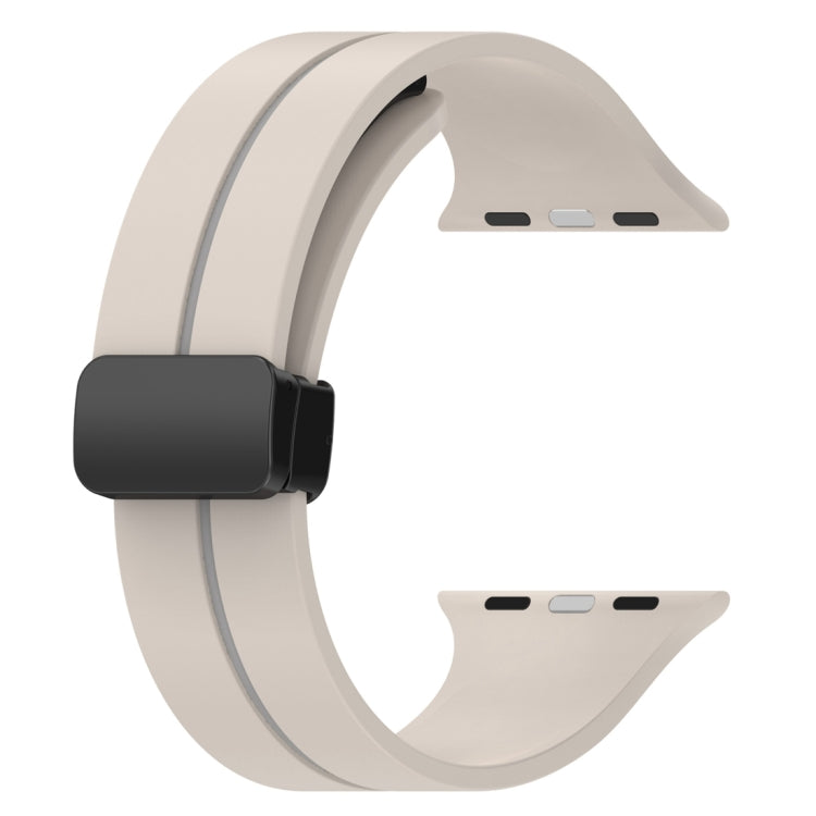 Two Color Folding Buckle Silicone Watch Band For Apple Watch 5 40mm(Starlight+Grey) -  by PMC TechLife | Online Shopping South Africa | PMC TechLife