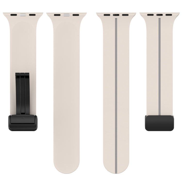 Two Color Folding Buckle Silicone Watch Band For Apple Watch 5 40mm(Starlight+Grey) -  by PMC TechLife | Online Shopping South Africa | PMC TechLife