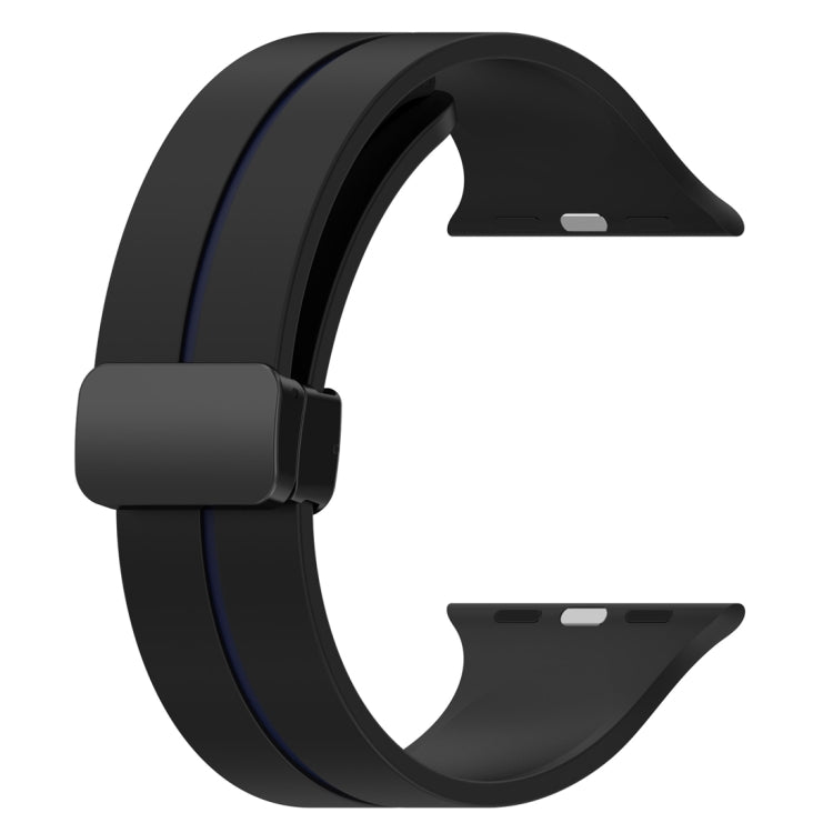 Two Color Folding Buckle Silicone Watch Band For Apple Watch 4 40mm(Black+Blue) -  by PMC TechLife | Online Shopping South Africa | PMC TechLife