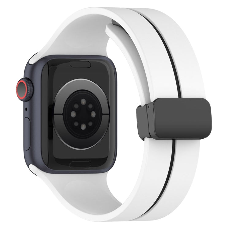 Two Color Folding Buckle Silicone Watch Band For Apple Watch 4 44mm(White+Black) -  by PMC TechLife | Online Shopping South Africa | PMC TechLife