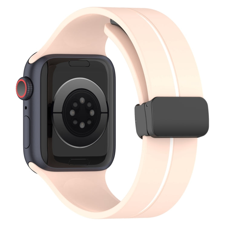 Two Color Folding Buckle Silicone Watch Band For Apple Watch 4 44mm(Pink+White) -  by PMC TechLife | Online Shopping South Africa | PMC TechLife