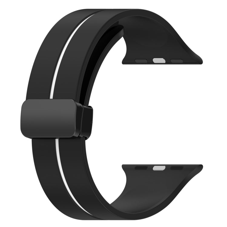 Two Color Folding Buckle Silicone Watch Band For Apple Watch 4 44mm(Black+White) -  by PMC TechLife | Online Shopping South Africa | PMC TechLife
