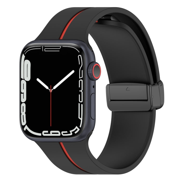 Two Color Folding Buckle Silicone Watch Band For Apple Watch 4 44mm(Black+Red) -  by PMC TechLife | Online Shopping South Africa | PMC TechLife