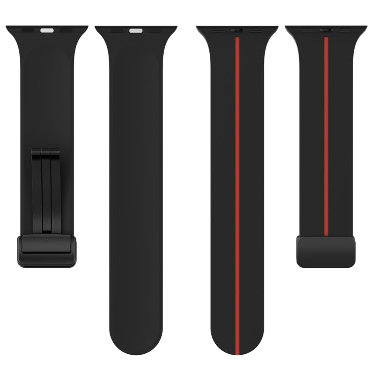 Two Color Folding Buckle Silicone Watch Band For Apple Watch 4 44mm(Black+Red) -  by PMC TechLife | Online Shopping South Africa | PMC TechLife