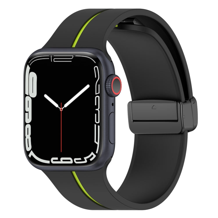 Two Color Folding Buckle Silicone Watch Band For Apple Watch 4 44mm(Black+Lime) -  by PMC TechLife | Online Shopping South Africa | PMC TechLife