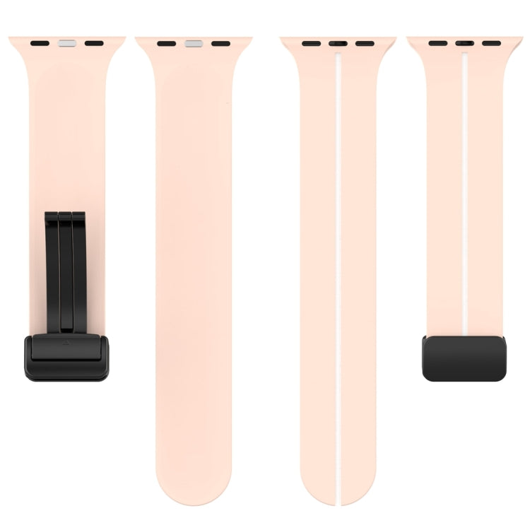 Two Color Folding Buckle Silicone Watch Band For Apple Watch 3 38mm(Pink+White) -  by PMC TechLife | Online Shopping South Africa | PMC TechLife