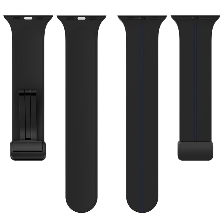 Two Color Folding Buckle Silicone Watch Band For Apple Watch 3 38mm(Black+Blue) -  by PMC TechLife | Online Shopping South Africa | PMC TechLife