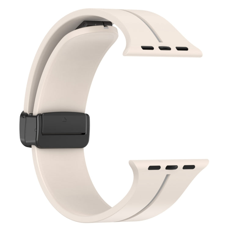 Two Color Folding Buckle Silicone Watch Band For Apple Watch 3 38mm(Starlight+Grey) -  by PMC TechLife | Online Shopping South Africa | PMC TechLife