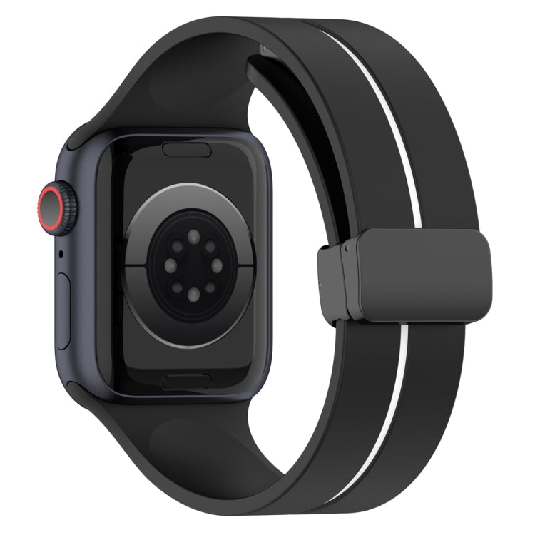 Two Color Folding Buckle Silicone Watch Band For Apple Watch 3 42mm(Black+White) -  by PMC TechLife | Online Shopping South Africa | PMC TechLife