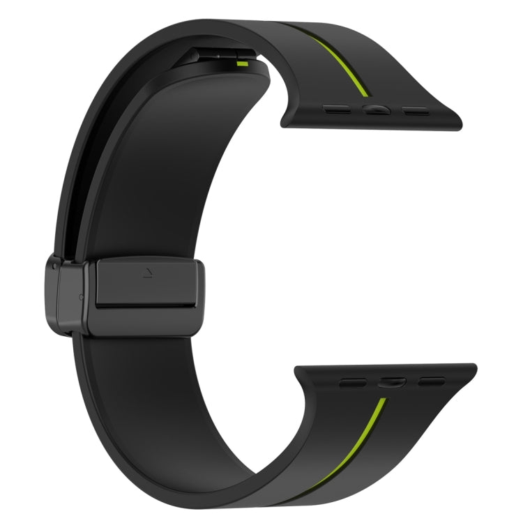 Two Color Folding Buckle Silicone Watch Band For Apple Watch 2 38mm(Black+Lime) -  by PMC Jewellery | Online Shopping South Africa | PMC Jewellery