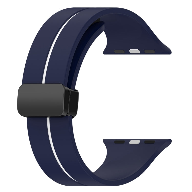 Two Color Folding Buckle Silicone Watch Band For Apple Watch 2 38mm(Midnight Blue+White) -  by PMC TechLife | Online Shopping South Africa | PMC TechLife