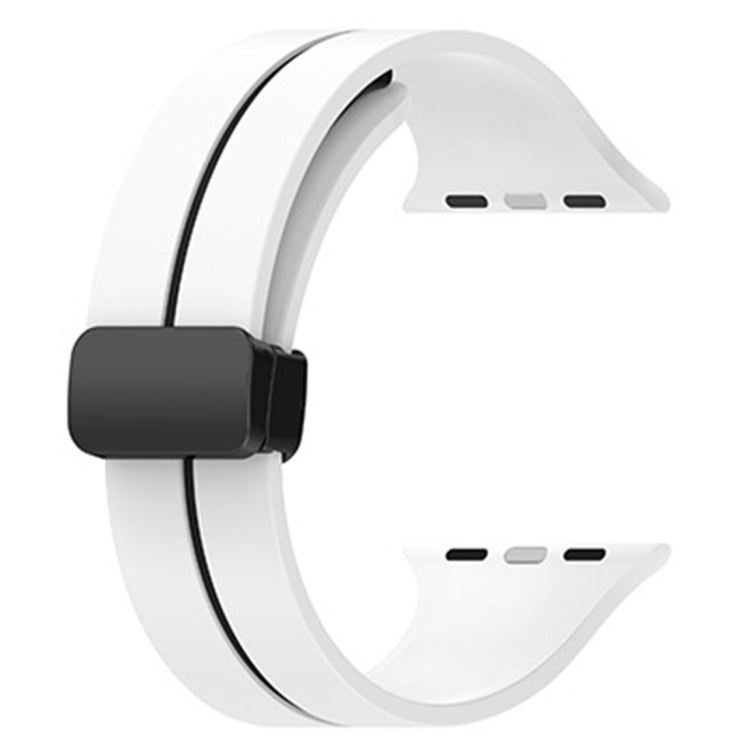Two Color Folding Buckle Silicone Watch Band For Apple Watch 2 42 mm(White+Black) -  by PMC TechLife | Online Shopping South Africa | PMC TechLife
