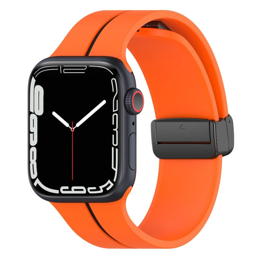 Two Color Folding Buckle Silicone Watch Band For Apple Watch 2 42 mm(Orange+Black) -  by PMC Jewellery | Online Shopping South Africa | PMC Jewellery