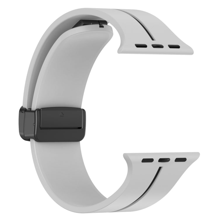 Two Color Folding Buckle Silicone Watch Band For Apple Watch 2 42 mm(Light Grey+Black) -  by PMC TechLife | Online Shopping South Africa | PMC TechLife