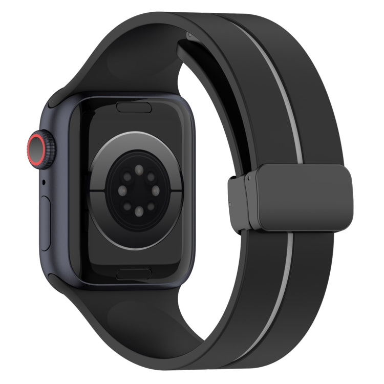 Two Color Folding Buckle Silicone Watch Band For Apple Watch 38mm(Black+Grey) -  by PMC TechLife | Online Shopping South Africa | PMC TechLife