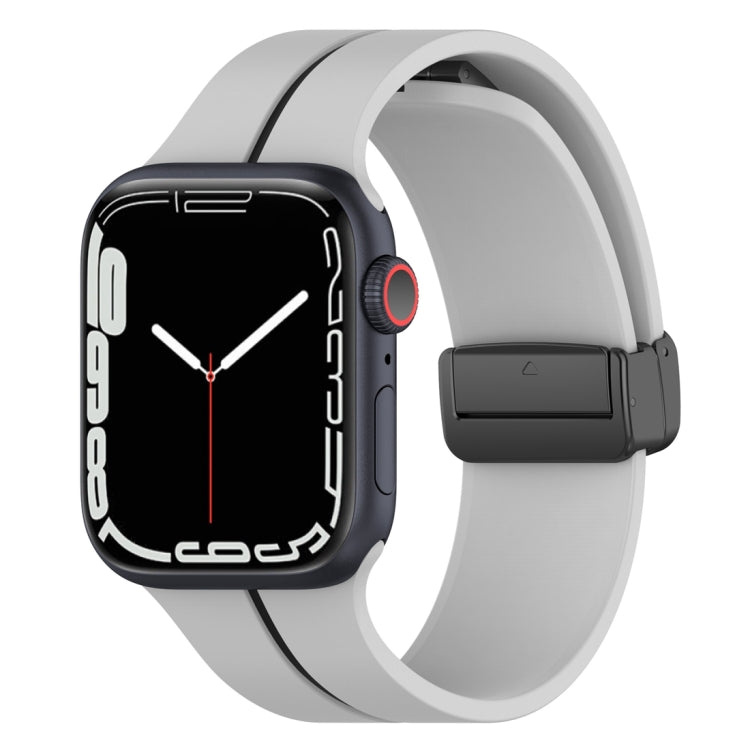 Two Color Folding Buckle Silicone Watch Band For Apple Watch 38mm(Light Grey+Black) -  by PMC TechLife | Online Shopping South Africa | PMC TechLife