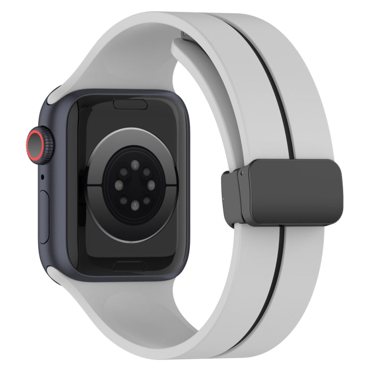 Two Color Folding Buckle Silicone Watch Band For Apple Watch 38mm(Light Grey+Black) -  by PMC TechLife | Online Shopping South Africa | PMC TechLife