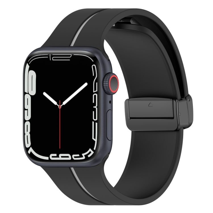 Two Color Folding Buckle Silicone Watch Band For Apple Watch 42mm(Black+Grey) -  by PMC TechLife | Online Shopping South Africa | PMC TechLife
