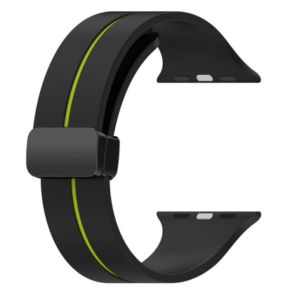 Two Color Folding Buckle Silicone Watch Band For Apple Watch 42mm(Black+Lime) -  by PMC Jewellery | Online Shopping South Africa | PMC Jewellery