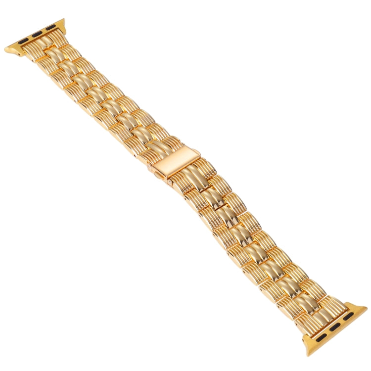 3-Beads Stripe Metal Watch Band For Apple Watch 8 45mm(Gold) -  by PMC TechLife | Online Shopping South Africa | PMC TechLife