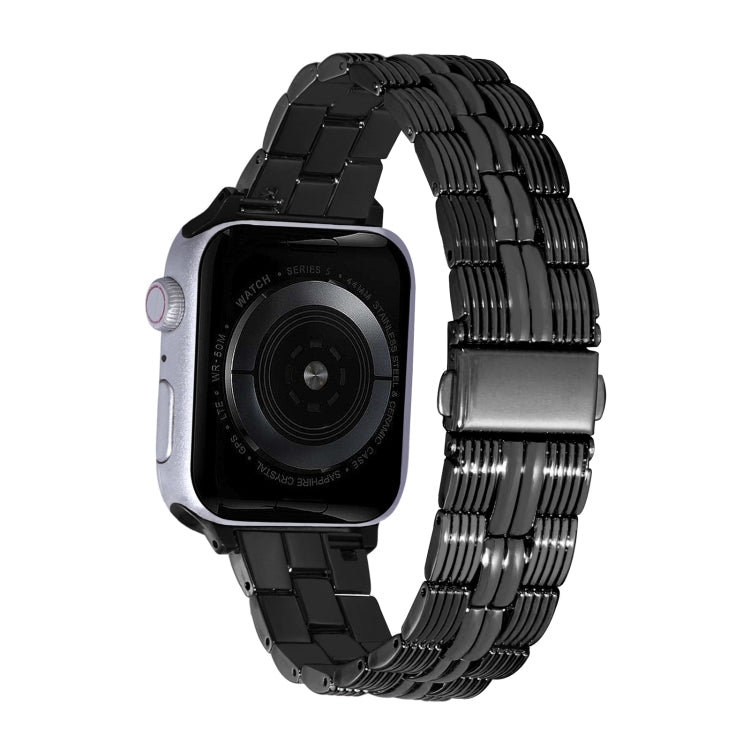 3-Beads Stripe Metal Watch Band For Apple Watch 7 45mm(Black) -  by PMC TechLife | Online Shopping South Africa | PMC TechLife