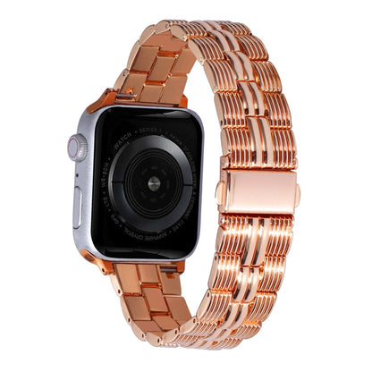 3-Beads Stripe Metal Watch Band For Apple Watch SE 2022 44mm(Rose Gold) -  by PMC Jewellery | Online Shopping South Africa | PMC Jewellery