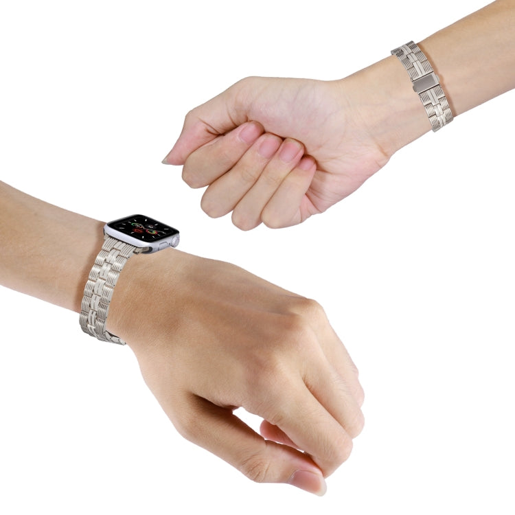 3-Beads Stripe Metal Watch Band For Apple Watch 3 42mm(Starlight) -  by PMC TechLife | Online Shopping South Africa | PMC TechLife