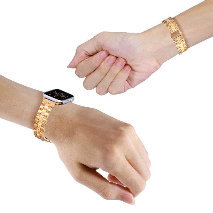3-Beads Stripe Metal Watch Band For Apple Watch 38mm(Gold) -  by PMC TechLife | Online Shopping South Africa | PMC TechLife