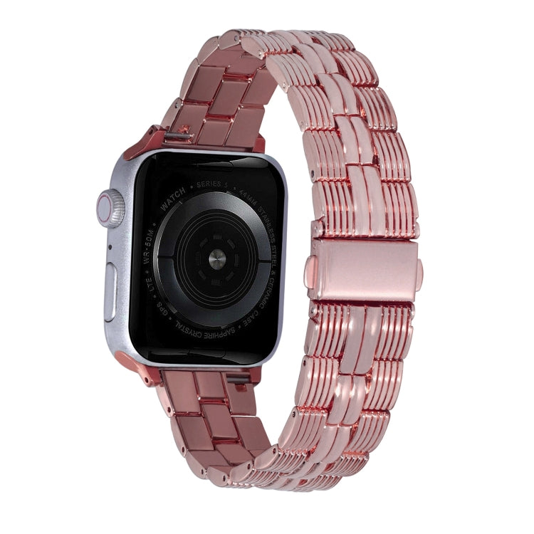 3-Beads Stripe Metal Watch Band For Apple Watch 42mm(Rose Pink) -  by PMC TechLife | Online Shopping South Africa | PMC TechLife