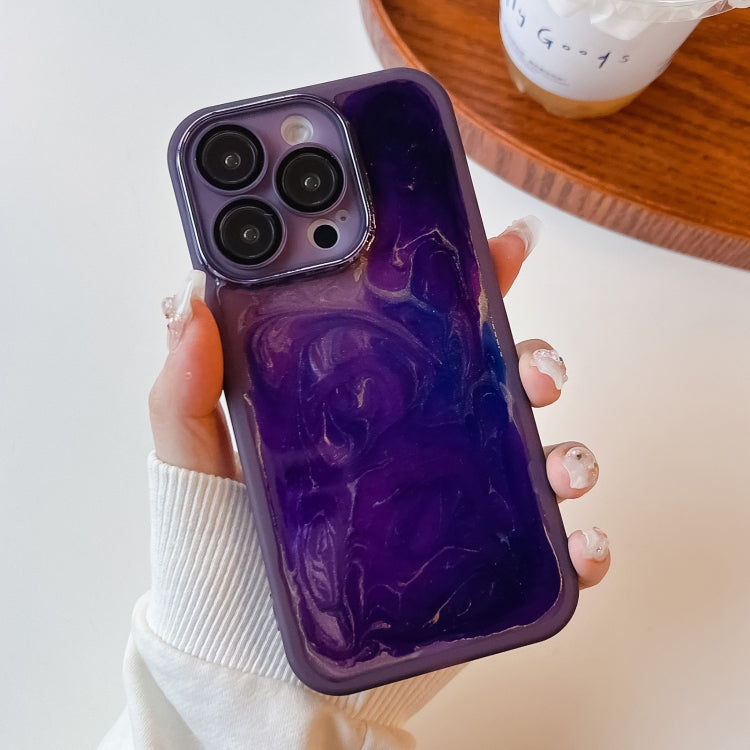 For iPhone 14 Pro Oil Painting Electroplating TPU Phone Case(Purple) - iPhone 14 Pro Cases by PMC Jewellery | Online Shopping South Africa | PMC Jewellery