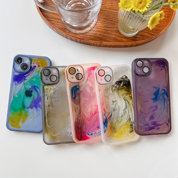 For iPhone 14 Plus Oil Painting Electroplating TPU Phone Case(Grey) - iPhone 14 Plus Cases by PMC TechLife | Online Shopping South Africa | PMC TechLife