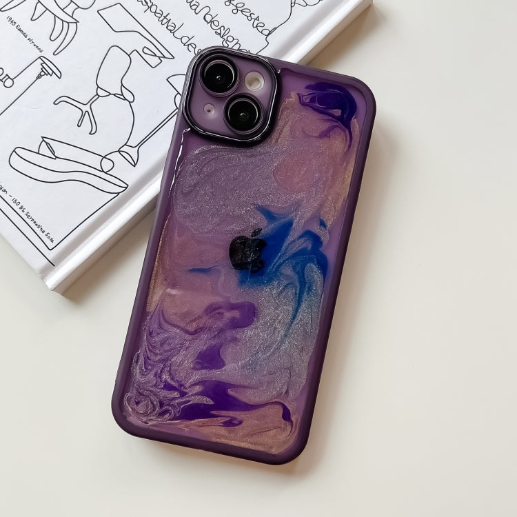 For iPhone 14 Plus Oil Painting Electroplating TPU Phone Case(Purple) - iPhone 14 Plus Cases by PMC Jewellery | Online Shopping South Africa | PMC Jewellery