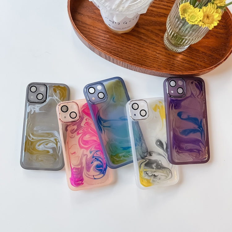 For iPhone 13 Oil Painting Electroplating TPU Phone Case(Pink) - iPhone 13 Cases by PMC TechLife | Online Shopping South Africa | PMC TechLife