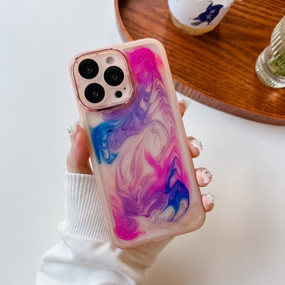 For iPhone 13 Pro Oil Painting Electroplating TPU Phone Case(Pink) - iPhone 13 Pro Cases by PMC Jewellery | Online Shopping South Africa | PMC Jewellery