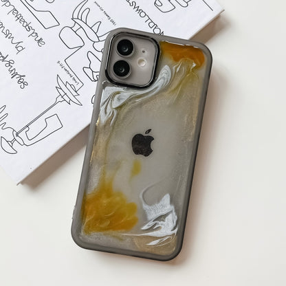 For iPhone 12 Oil Painting Electroplating TPU Phone Case(Grey) - iPhone 12 / 12 Pro Cases by PMC Jewellery | Online Shopping South Africa | PMC Jewellery