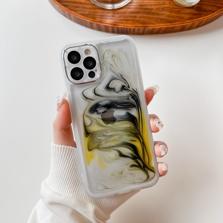 For iPhone 12 Pro Oil Painting Electroplating TPU Phone Case(White) - iPhone 12 / 12 Pro Cases by PMC Jewellery | Online Shopping South Africa | PMC Jewellery