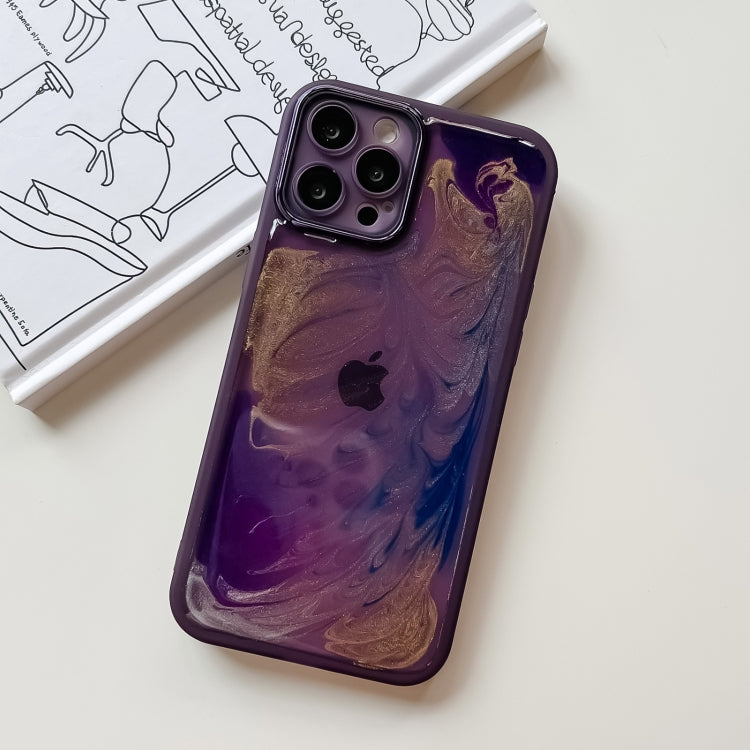 For iPhone 12 Pro Max Oil Painting Electroplating TPU Phone Case(Purple) - iPhone 12 Pro Max Cases by PMC Jewellery | Online Shopping South Africa | PMC Jewellery