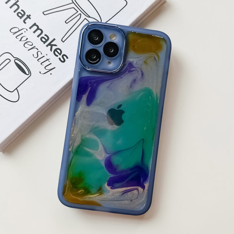 For iPhone 11 Pro Oil Painting Electroplating TPU Phone Case(Blue) - iPhone 11 Pro Cases by PMC TechLife | Online Shopping South Africa | PMC TechLife