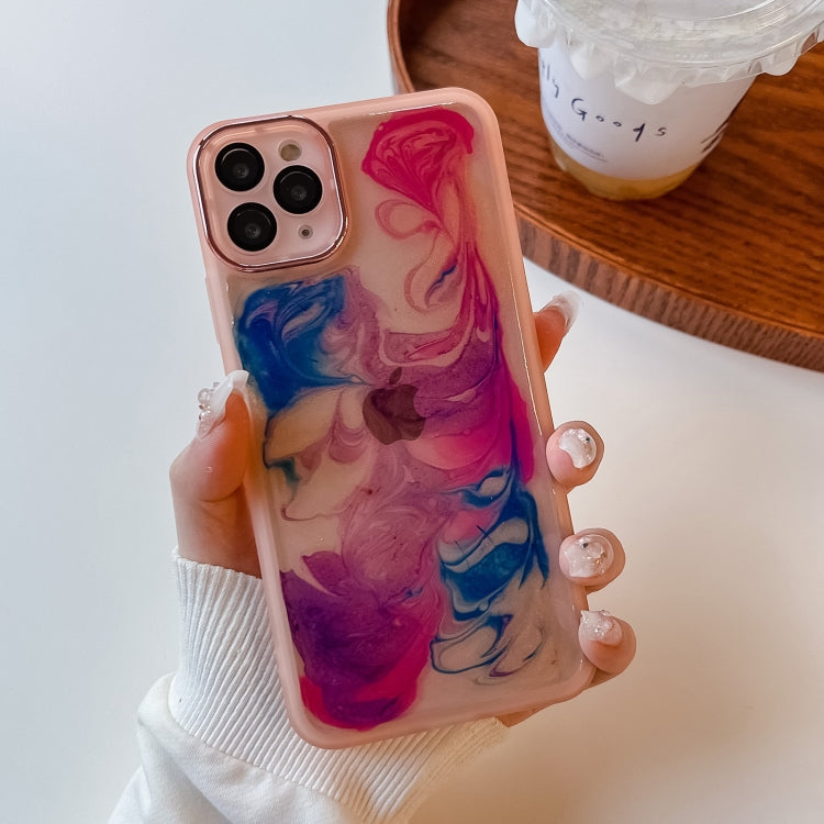 For iPhone 11 Pro Max Oil Painting Electroplating TPU Phone Case(Pink) - iPhone 11 Pro Max Cases by PMC TechLife | Online Shopping South Africa | PMC TechLife