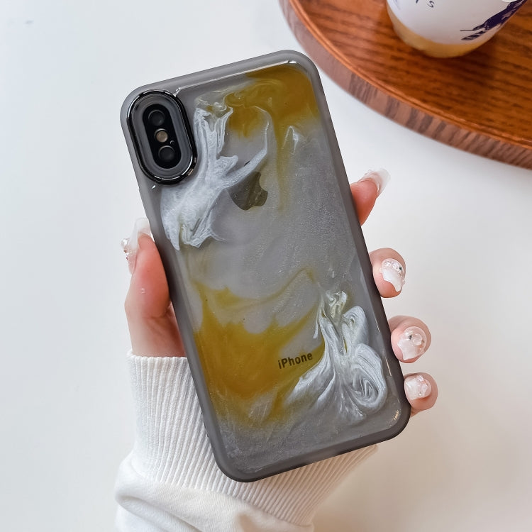 For iPhone X / XS Oil Painting Electroplating TPU Phone Case(Grey) - More iPhone Cases by PMC Jewellery | Online Shopping South Africa | PMC Jewellery