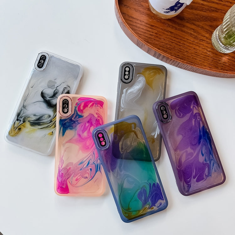 For iPhone XS Max Oil Painting Electroplating TPU Phone Case(Grey) - More iPhone Cases by PMC TechLife | Online Shopping South Africa | PMC TechLife