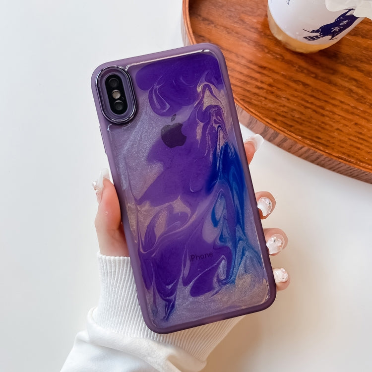 For iPhone XS Max Oil Painting Electroplating TPU Phone Case(Purple) - More iPhone Cases by PMC Jewellery | Online Shopping South Africa | PMC Jewellery